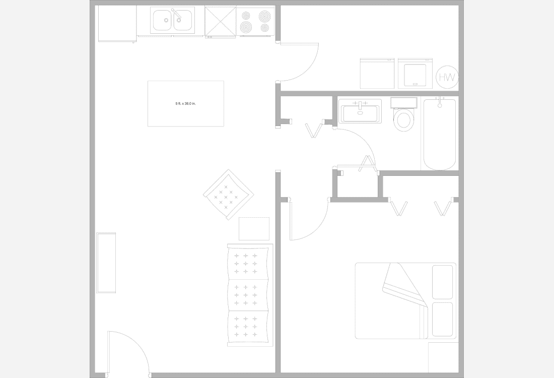 One BR Floorplan